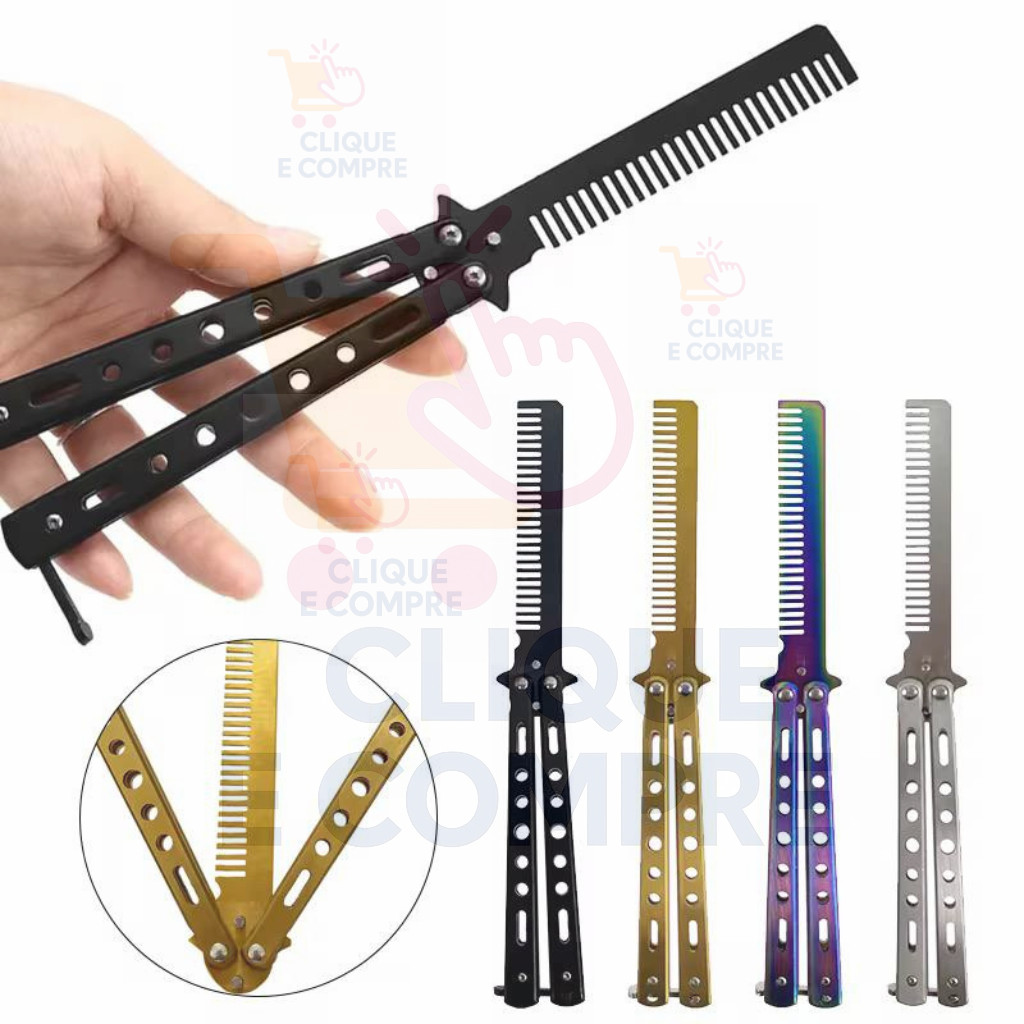 Pente Butterfly Treino Faca Canivete Balisong Flips e Grooming Sem Corte para Manobras Seguras