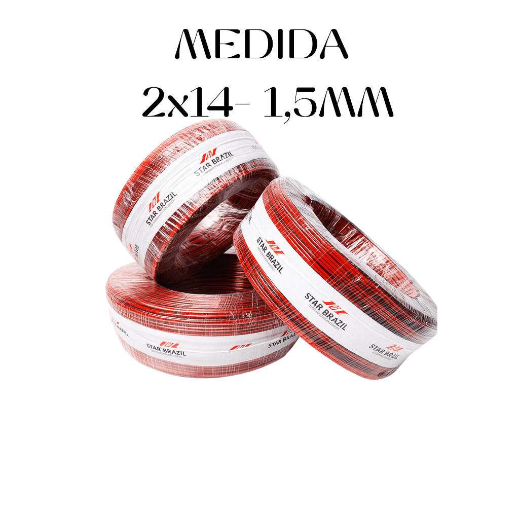 Cabo Som Pararelo 2×14 1,5mm Bicolor 2 vias  5-10-25 metros