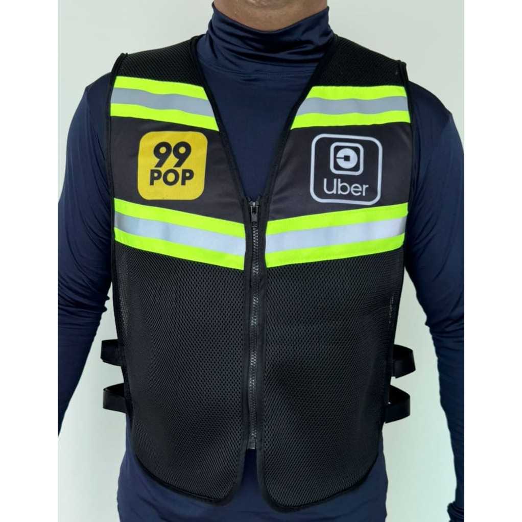 COLETE UBER 99 PARA MOTOBOY/MOTOCICLISTA COM FAIXAS REFLETIVAS AJUSTÁVEL