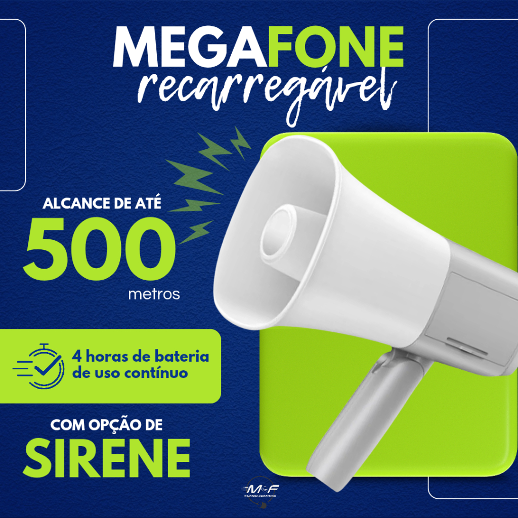 Megafone Portátil Profissional Gravador Definicao Sirene Recarregável Auto Falante de Mão Amplificad