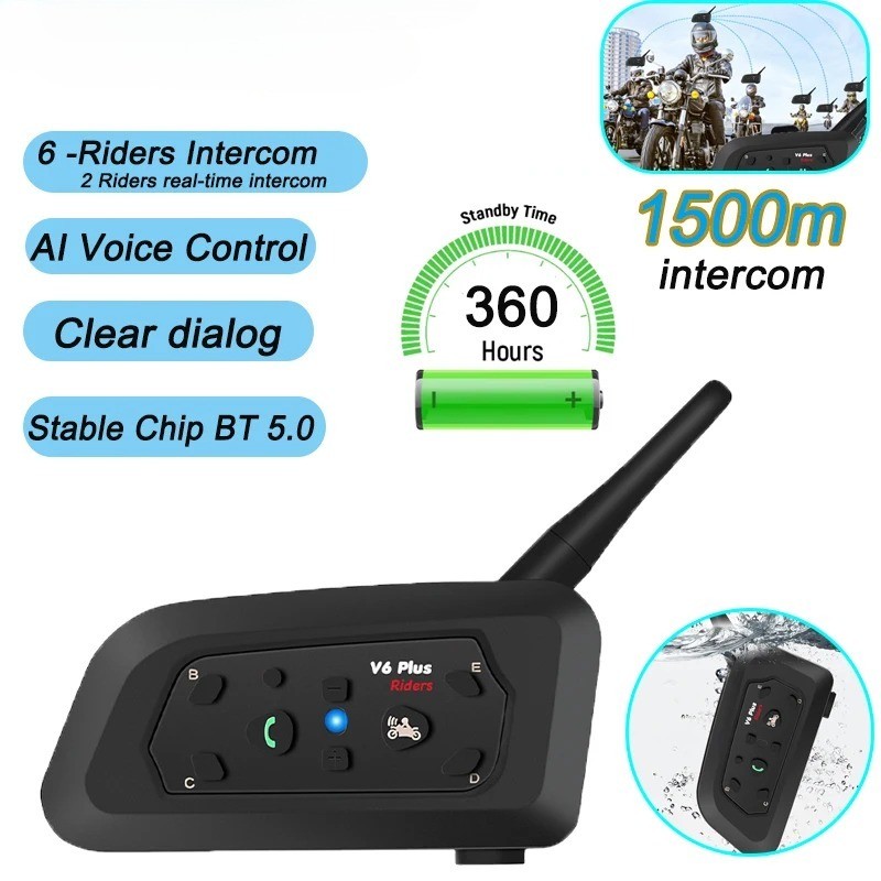 Novo V6 PLUS Motocicleta Capacete Bluetooth Interfone Fone De Ouvido , Redução Ruído Leitor Música 8