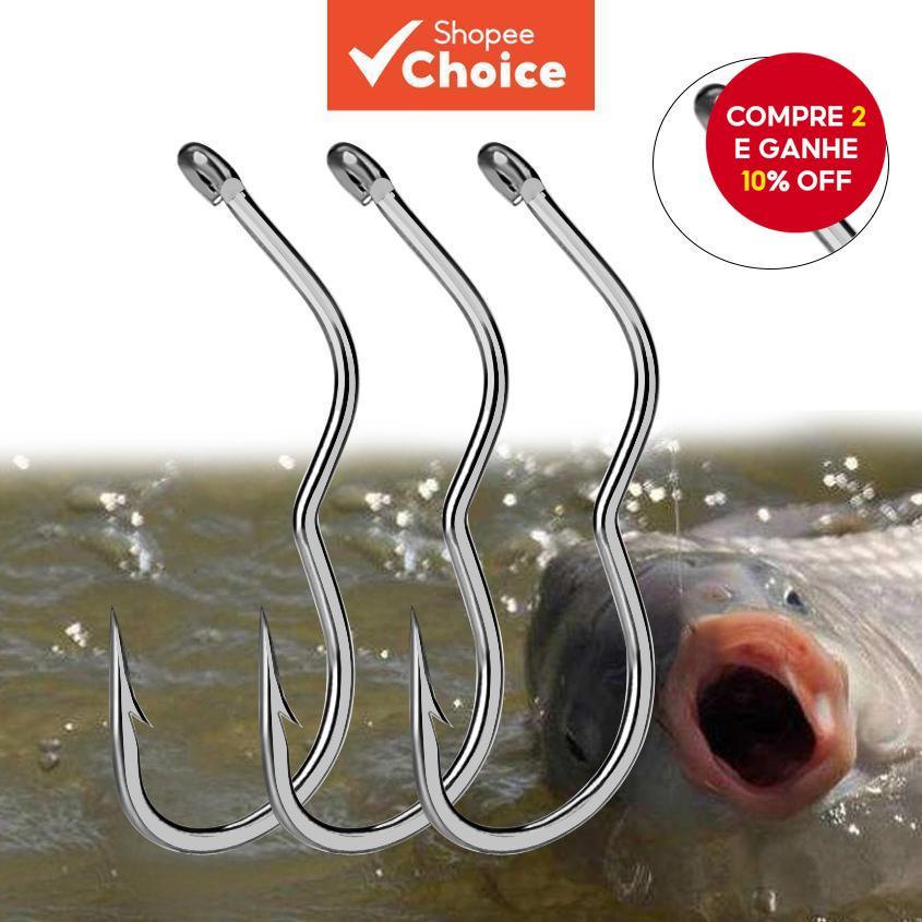 Gancho De Pesca Com Furo (12 Unidades) , Flip Automático , Design Farpado , Anti-Corrida E Derramame