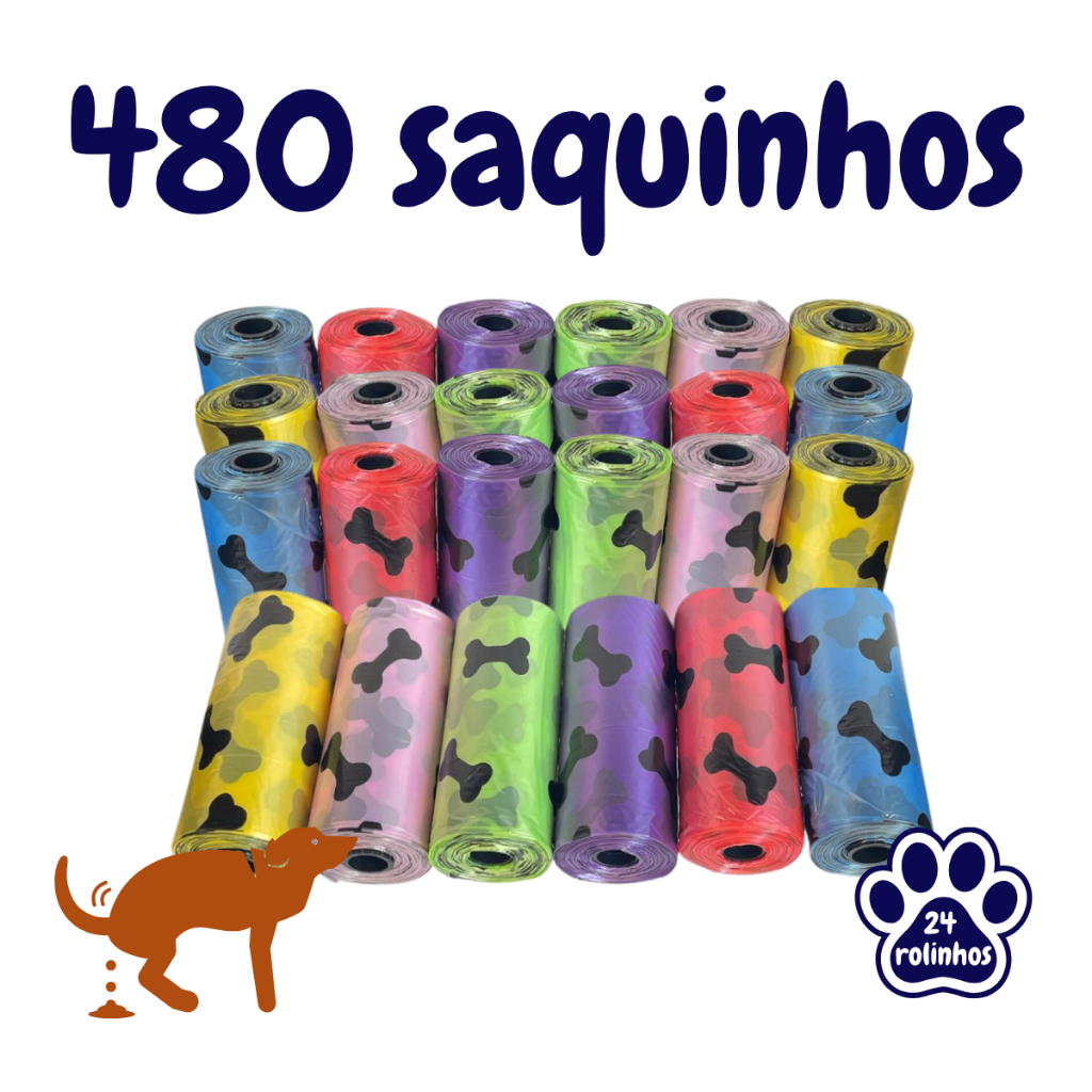 Kit de Saquinhos para Higiene Pet 120/240/480 Unidades (Refil) para Cachorro e Gato