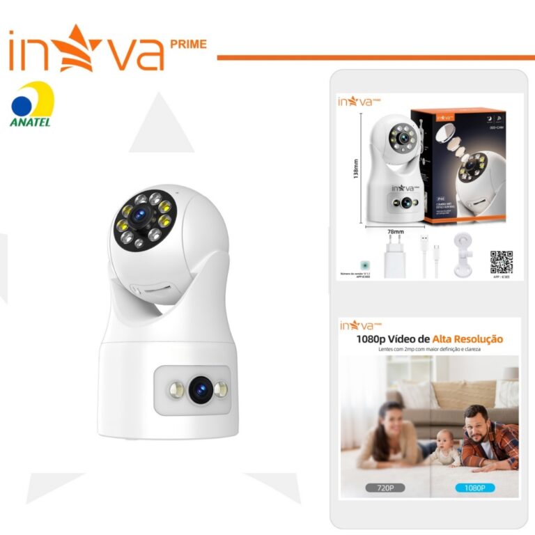 INOVA câmera wifi visão noturna full HD 360. mic