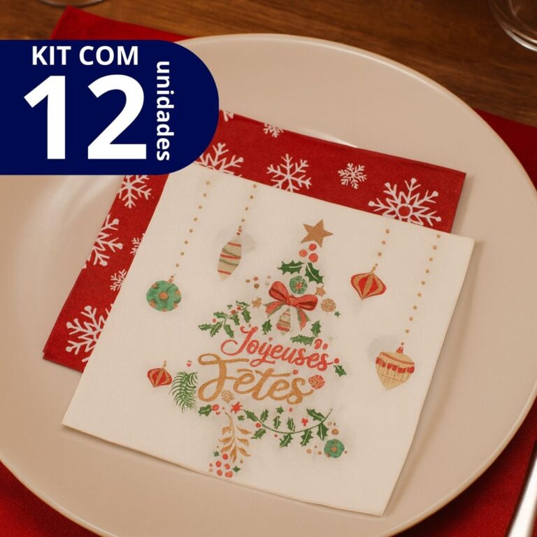 Kit com 12 Unidades Guardanapo de Papel Natalino P