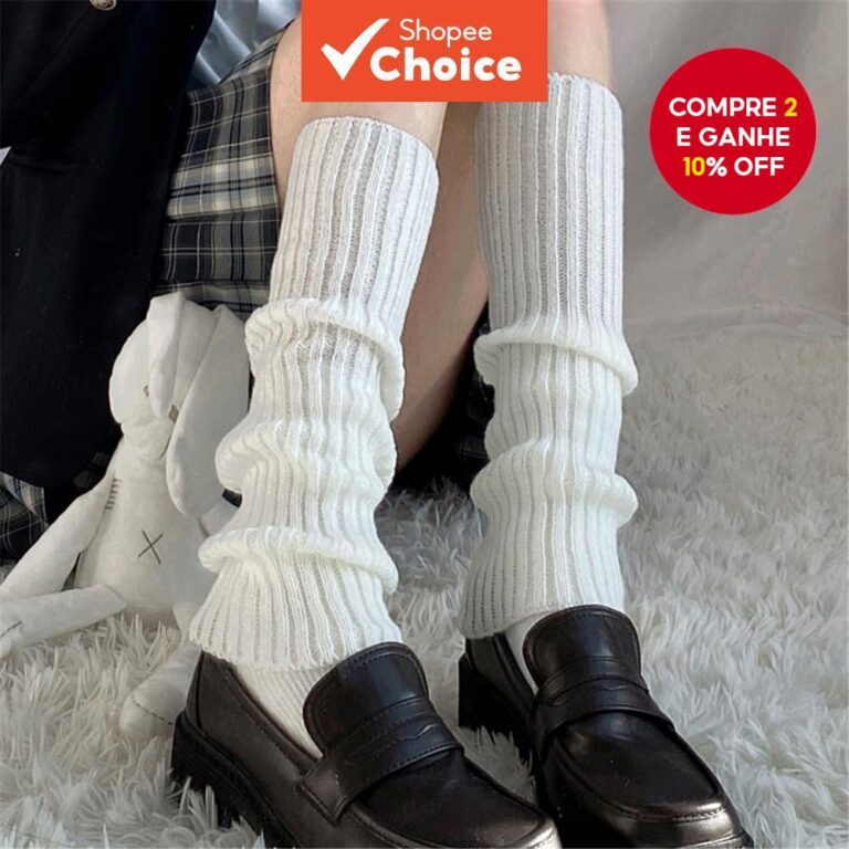 Meias Y2K Harajuku Lolita  Quentes De Malha Até O