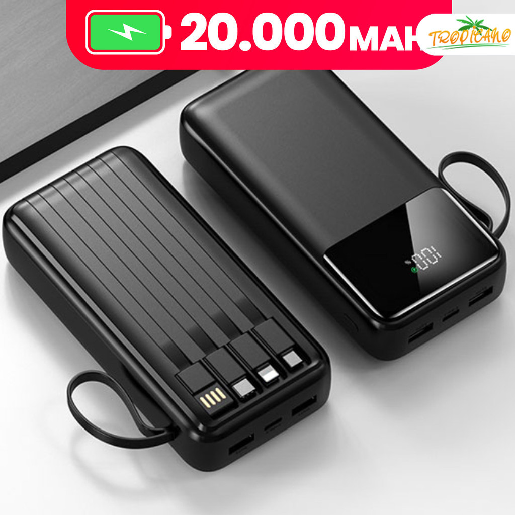 Com 4 portas USB, Carregador Portátil, Power Bank de Carregamento Ultra Rápido de 20000 mAH e Visor
