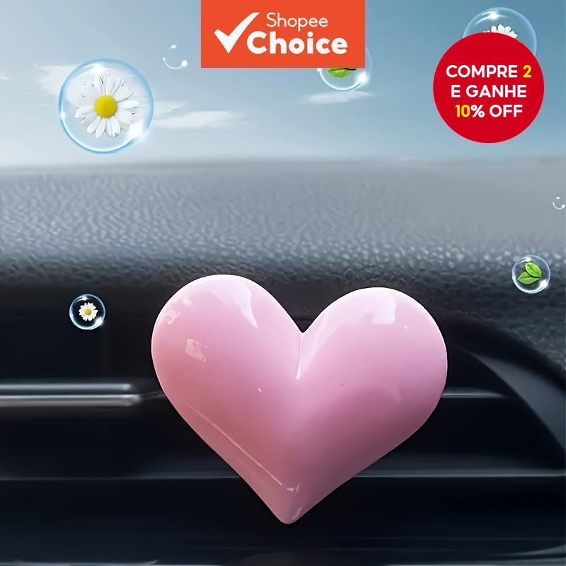 Difusor de aroma em forma de coração rosa para carro, suporte criativo para ar-condicionado, enfeite