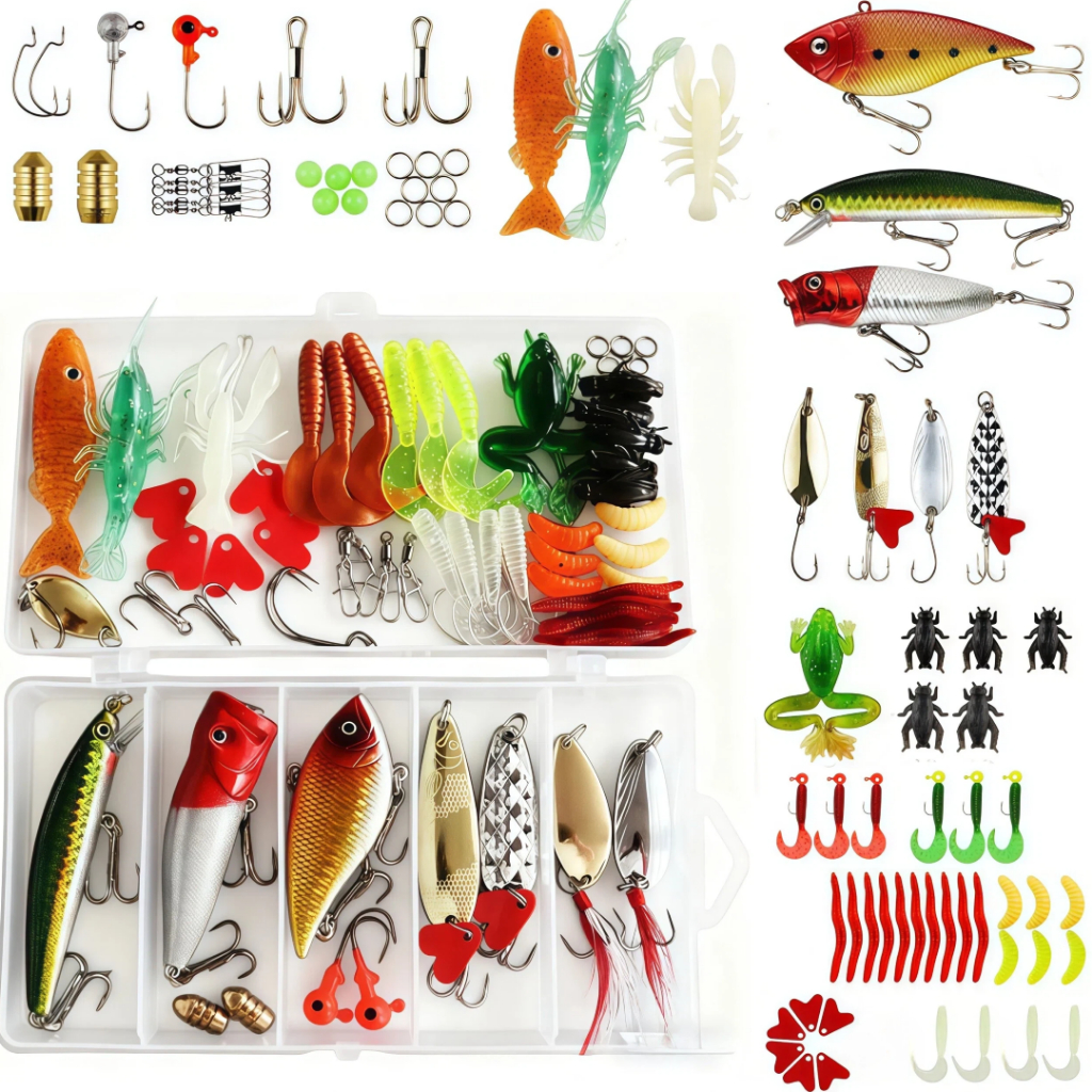 MEDOOSI Kit 71 Iscas Artificiais – Meia Água com Anzol Duplo | Iscas Realistas para Pesca de Truta