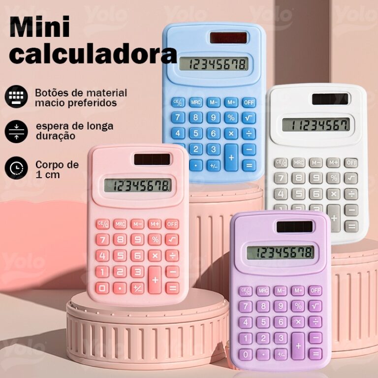 Mini Calculadora Colorida Para Estudantes-Rosa , R