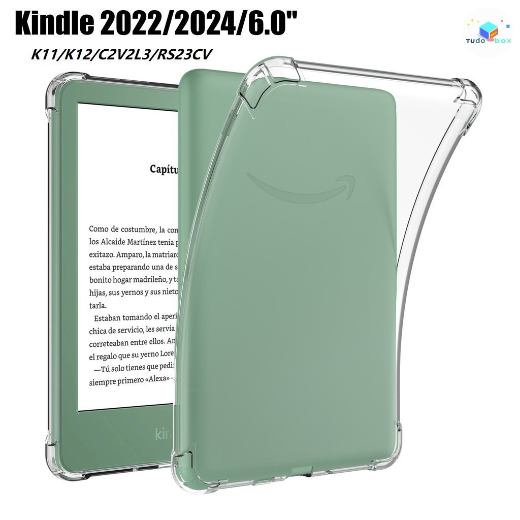 Capa Airbag Transparente para Kindle 2024 2022 K11 K12 6.0 – Proteção de Silicone Macio