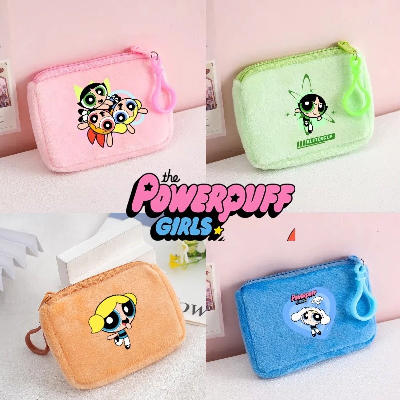 Kawaii Os Superpoderosas Meninas Dos Desenhos Animados Carteira De Pelúcia Crianças Anime Moda Moeda