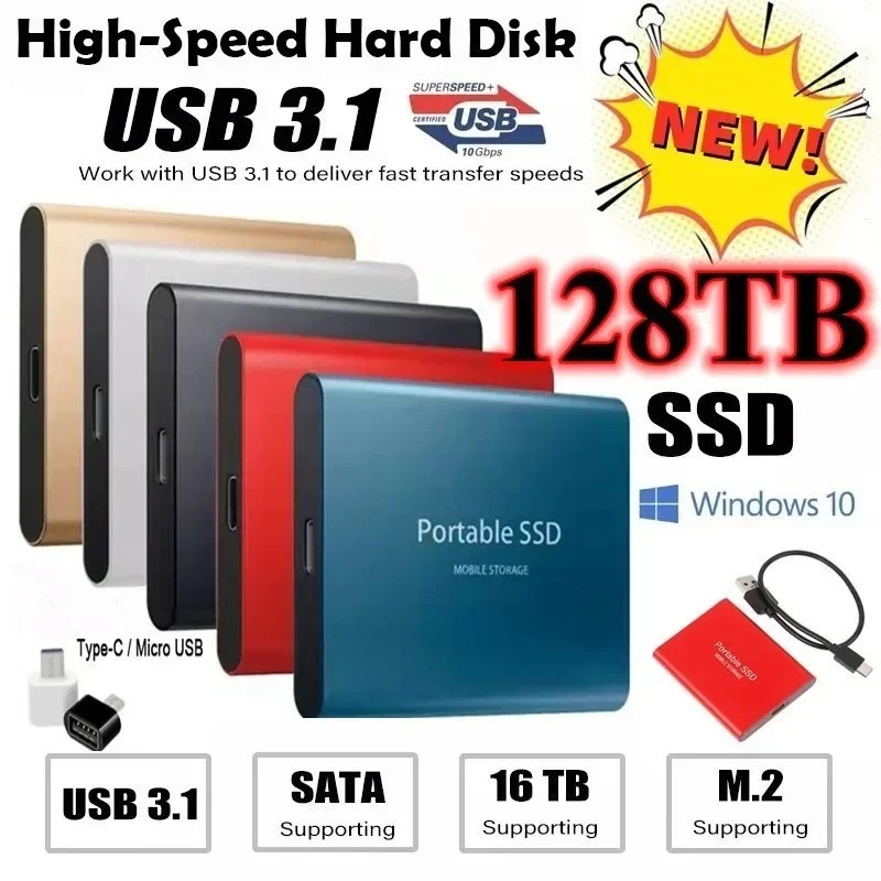 Unidade De Estado Sólido Portátil De Alta Velocidade , 2TB , 4TB , 8TB , 16TB , 64TB , 128TB , SSD ,