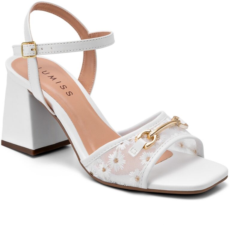 Sandália Feminina Lumiss Salto Alto Bloco Tule Fl