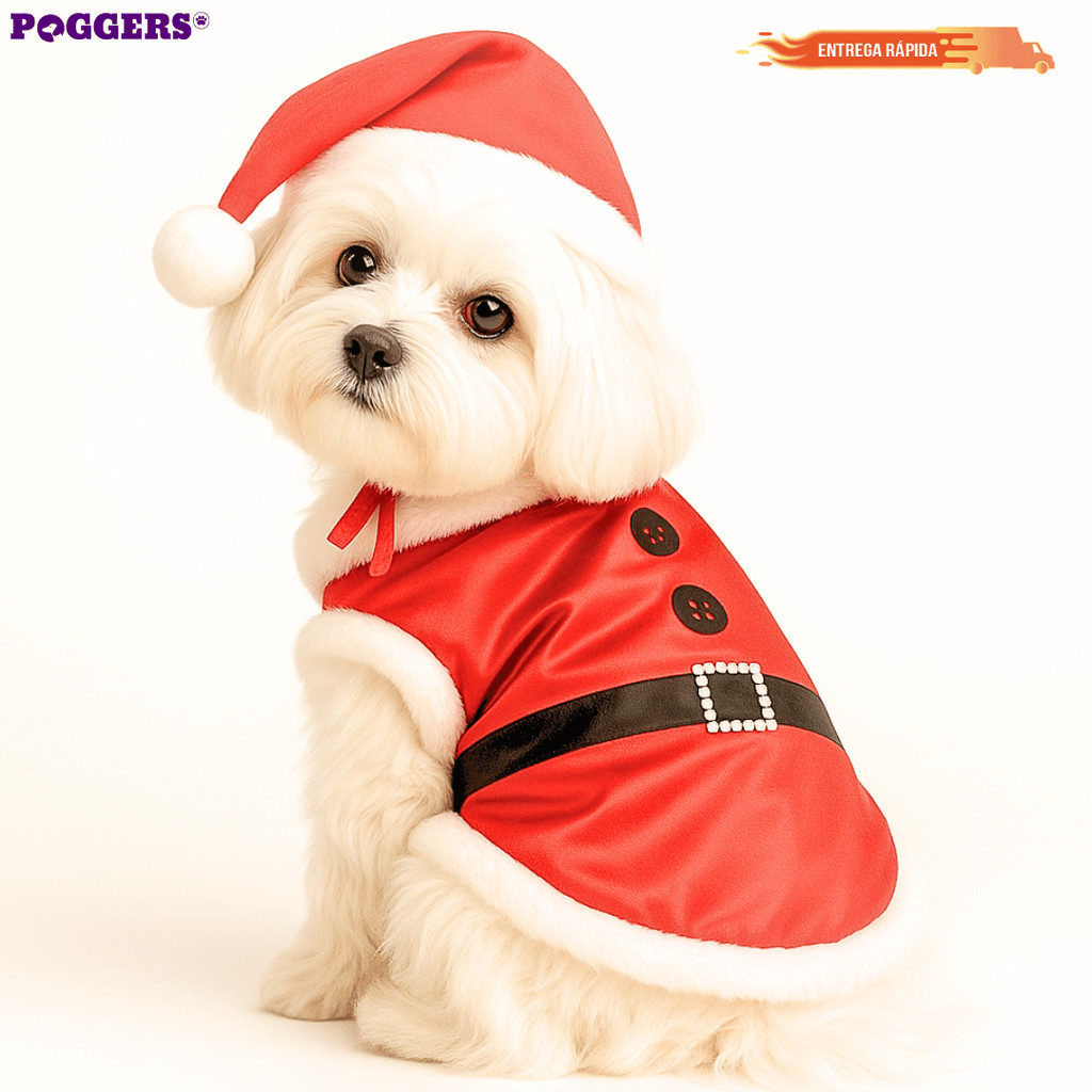 Kit 1-4 Roupa Roupinha para Cachorro Gato Natal Fantasia com Gorro Chapéu Natalina Diversos Tamanhos