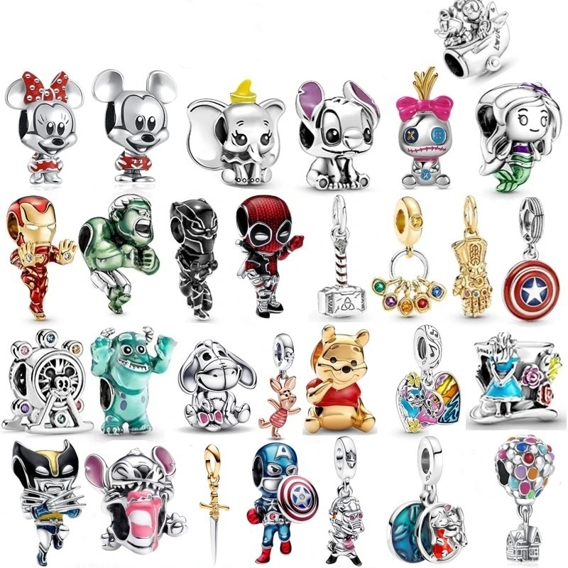 Berloques 925 De Prata Aranha Super Homem Charme Fit Bijuteria DIY Marvel Bracelet Jóias Pingentes F