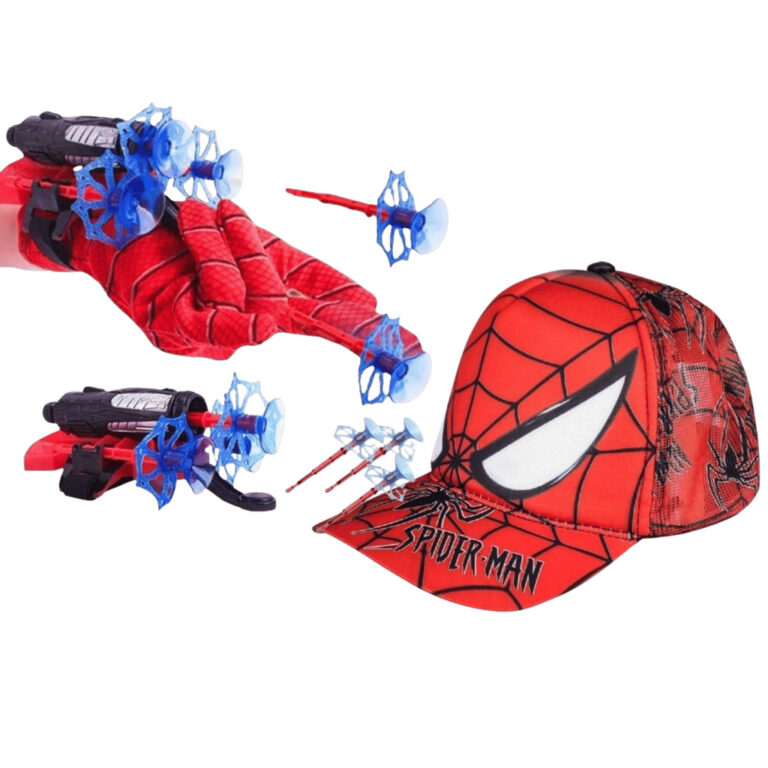 Boné + Luva Lança Teia Kit Homem Aranha Infantil