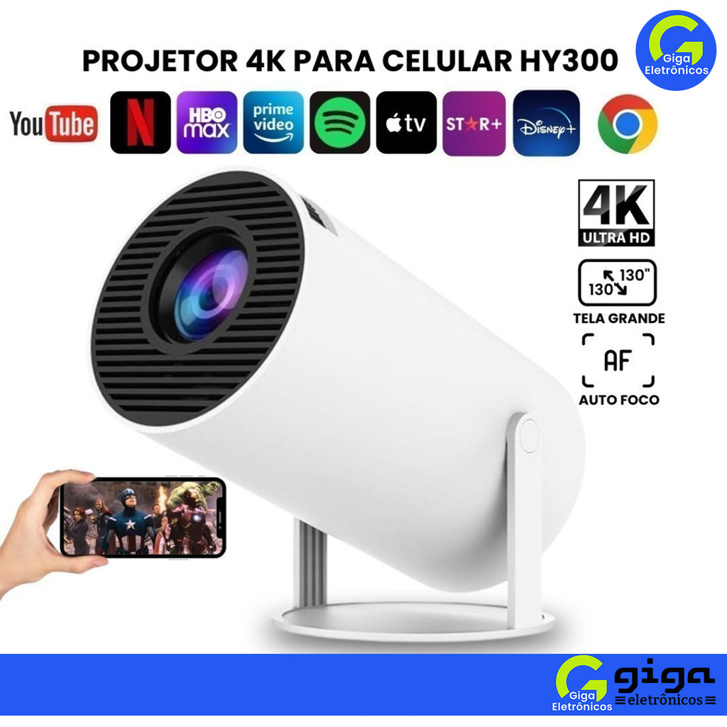 Projetor 4K HD 150 Polegadas Para Celular , TV Box , Xbox , PS , PC , WiFi HY300 Pro Magcubic-Envio