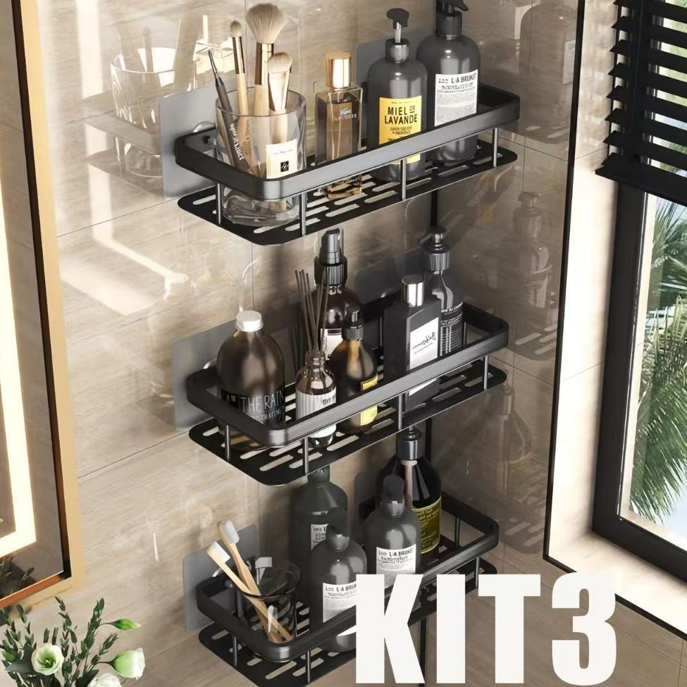 Suporte De Shampoo Organizador Alta qualidade Prateleiras De Banheiro Sem Furo Premium-Space Alumini