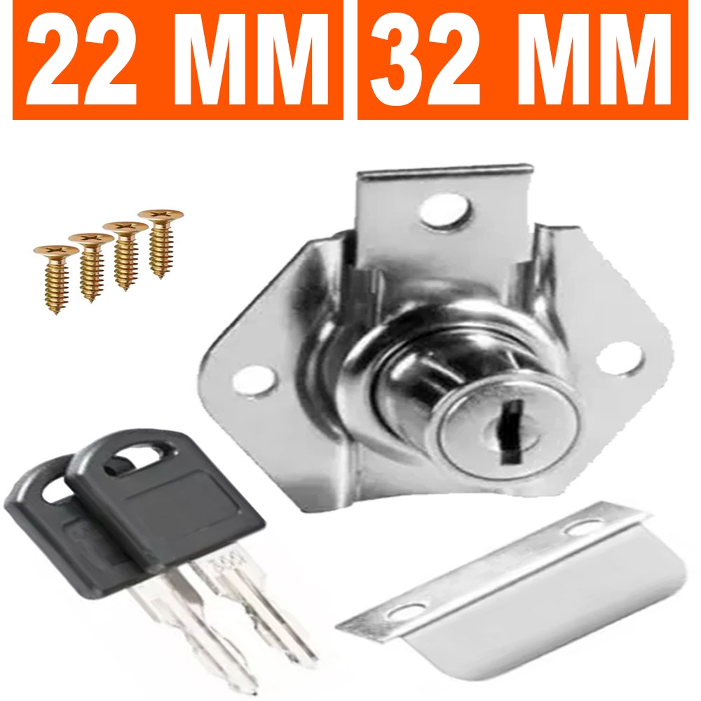 Fechadura Para Gaveta 22mm 32mm Completa ( Batente + Parafusos) Armario Porta – Fabio Ferragens