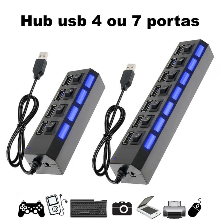 Hub Usb 2.0 7 Portas Régua Usb Extensão Usb Pen 