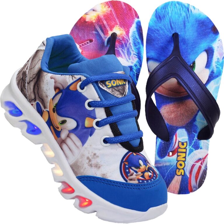 Tenis Infantil Do Sonic Com Led Que Pisca + Chinel