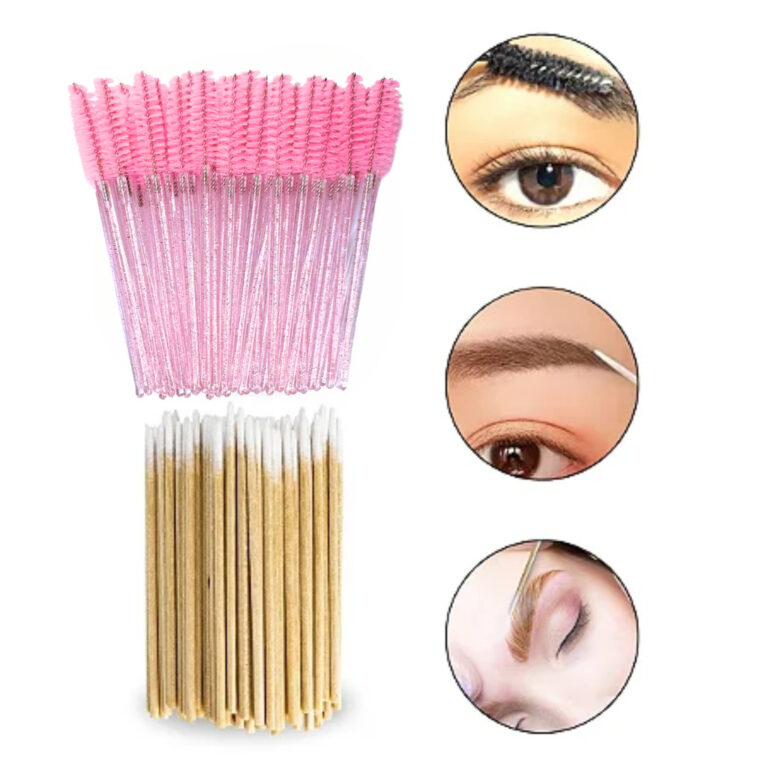 Kit Pincel Escova +  Palitos Algodão Sobrancelha 