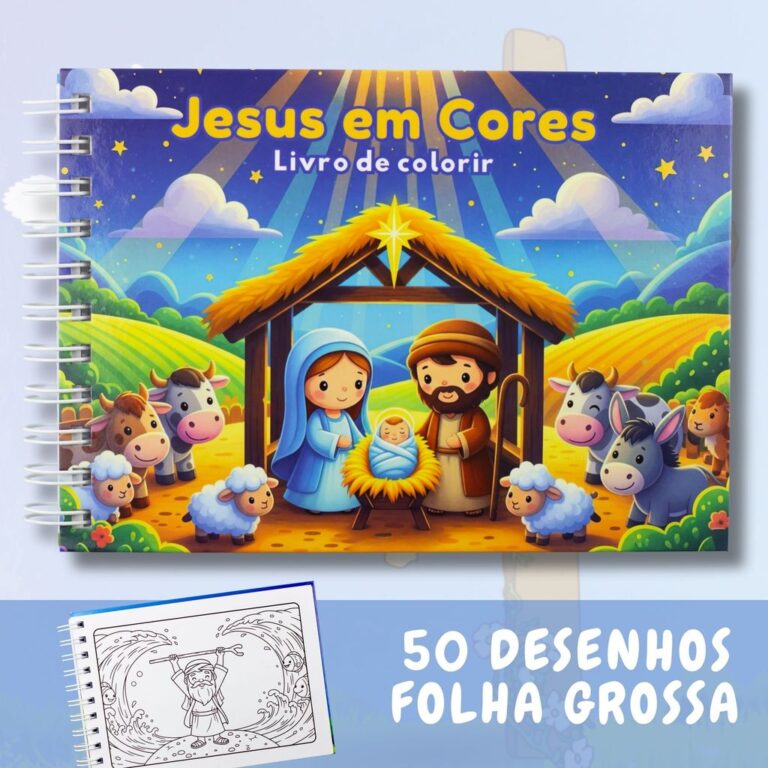 Livro de Colorir Cristão Jesus em Cores 50 Desenh