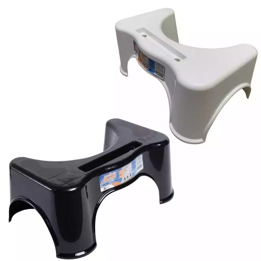 Banco de Cócoras Banquinho Banheiro Apoio Pés Vaso Sanitário Multifuncional Branco ou Preto