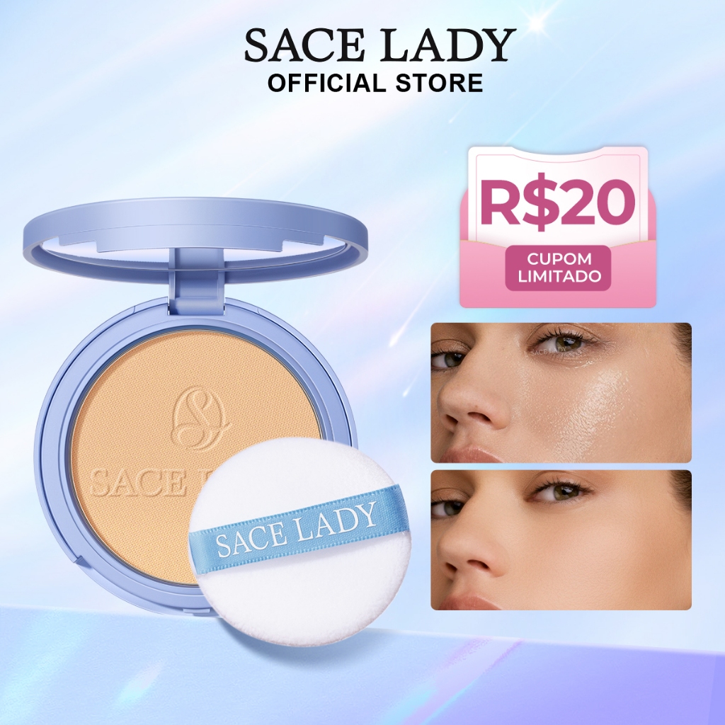Pó Compacto SACE LADY Controle De Óleo Maquilhagem De Longa Duração