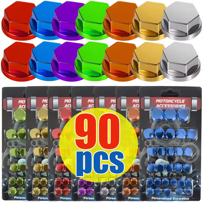 Conjunto De Tampas De Parafuso Hexagonais Para Motocicleta De 30-90 Unidades-Tampa Sextavado De Modi