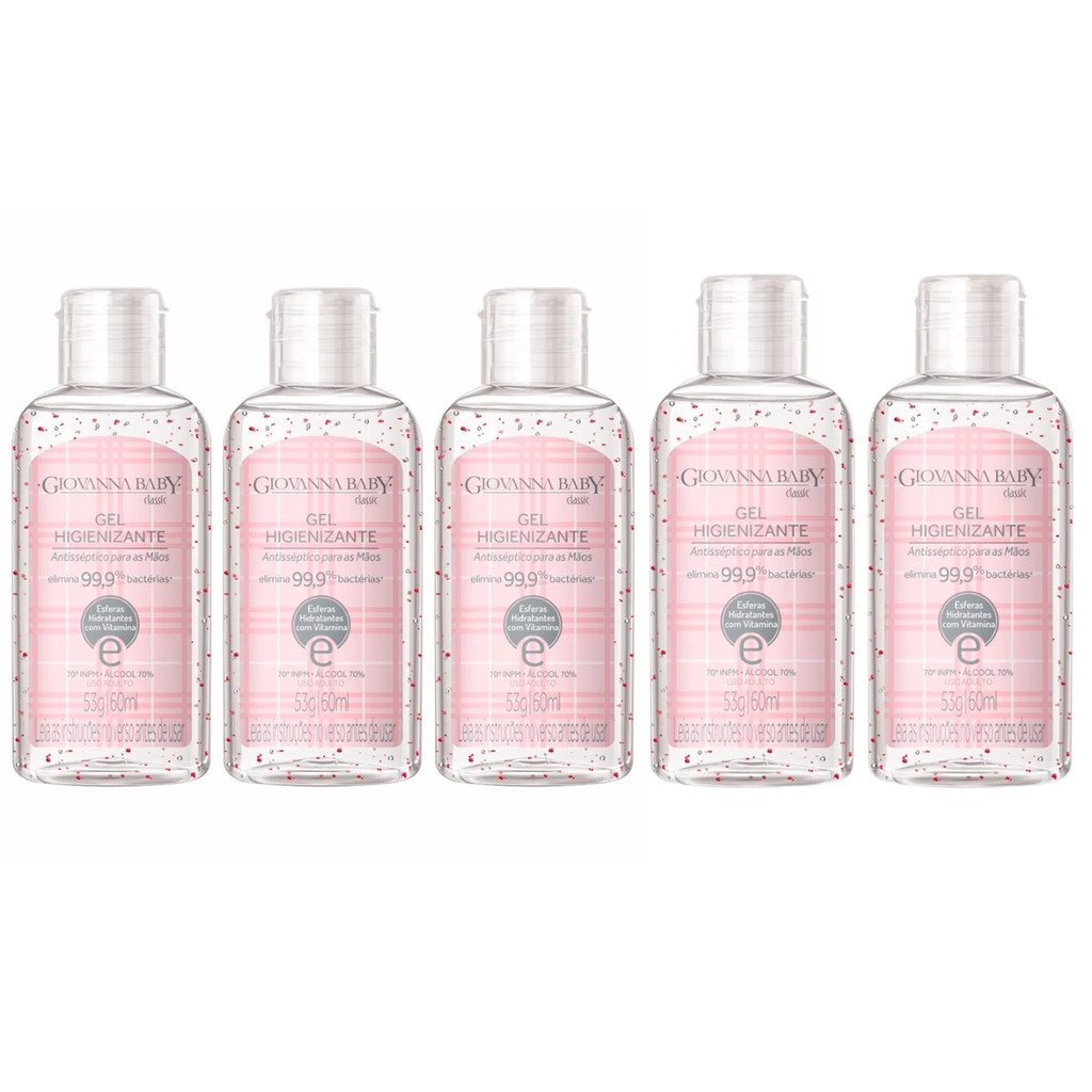 Kit 5 Giovanna Baby Classic Álcool Em Gel – 60ml