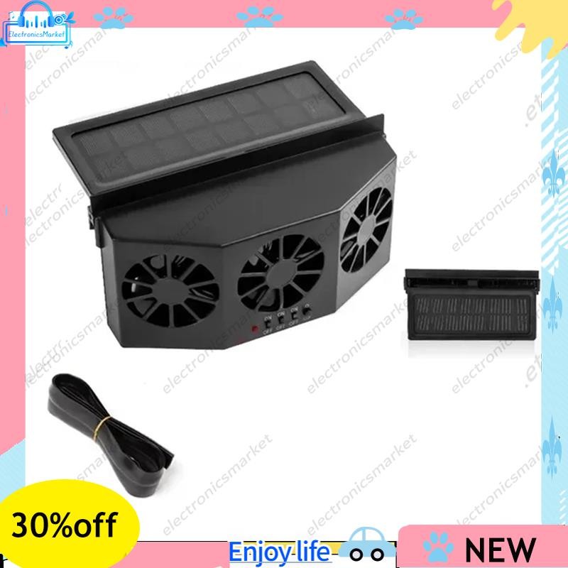 3 Cabeça Solar Ventilador De Refrigeração Do Carro Elétrico Refrigerador De Ar Carregamento Ventilaç