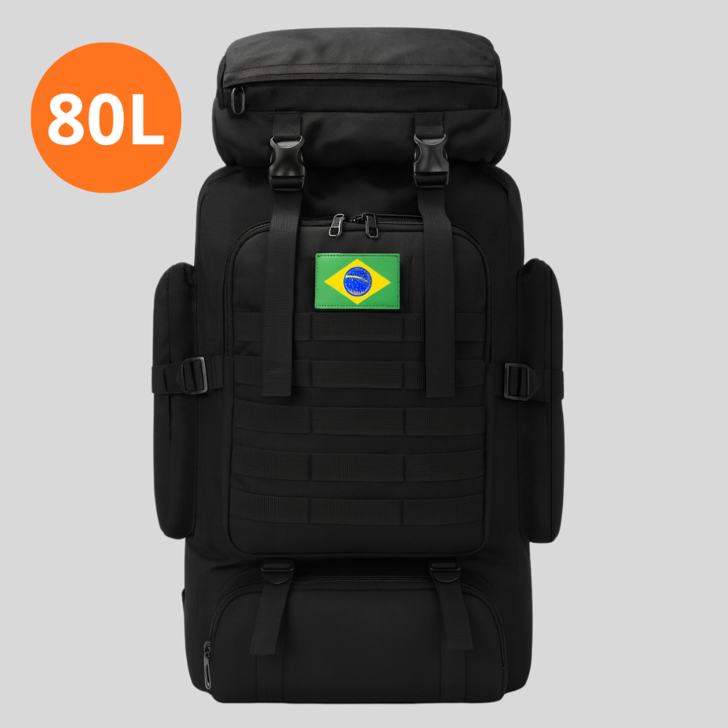 Mochila Militar Tática 80L Impermeável Cargueira Camping Viagem Sobrevivência Reforçada