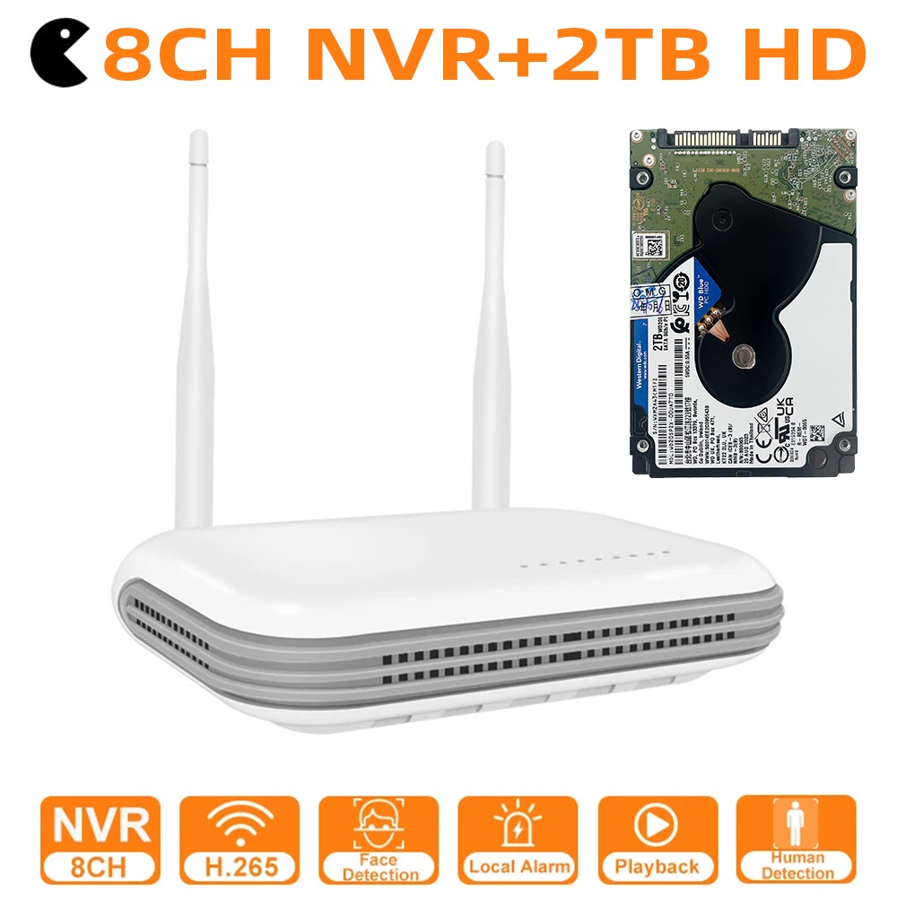 Mini WiFi NVR 8CH 3MP 4CH 5MP H . 265 Gravador De Vídeo De Rede Sem Fio Detecção Facial Alerta De E-