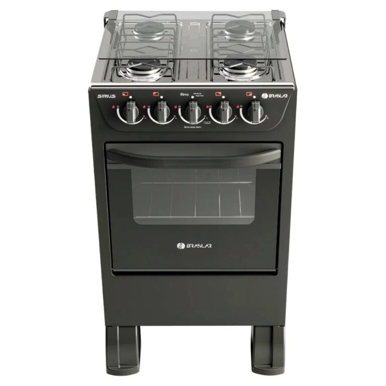 Fogão De Piso Braslar 4 Bocas New Sirius Preto Ma