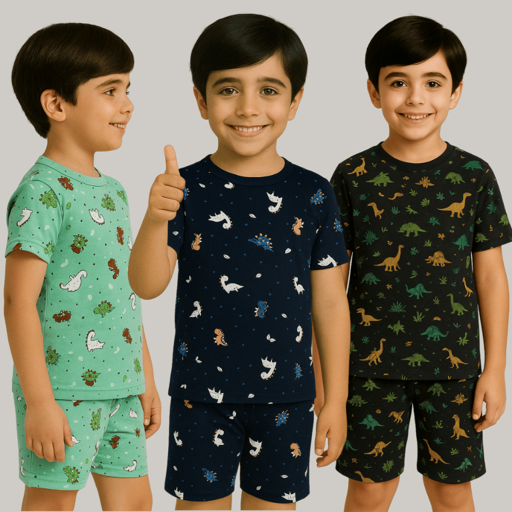 Pijama Infantil Suede Menino Curto Manga Curta E Calça Short Confortável Estampado Verao