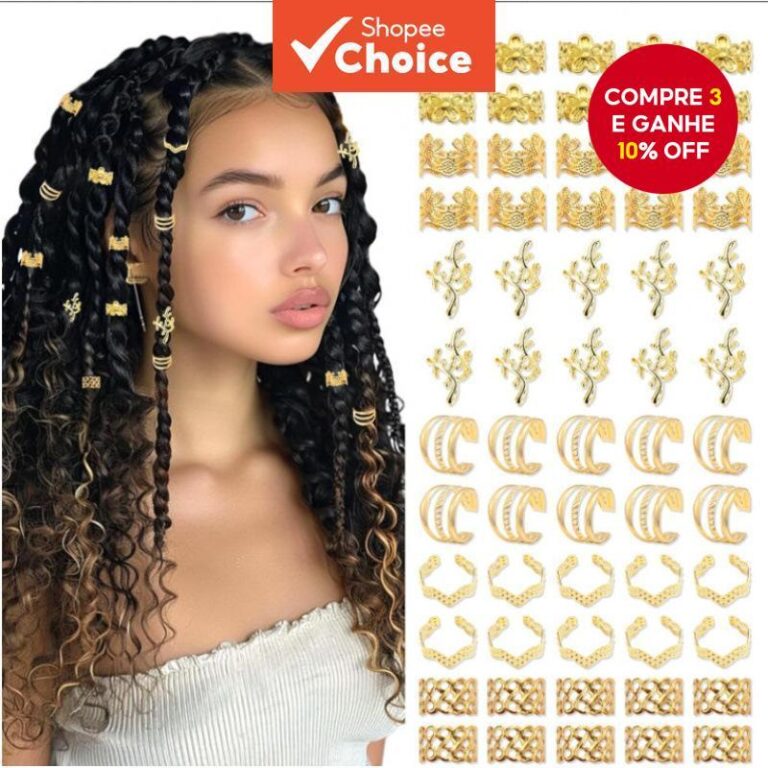 Conjunto De Anéis De Cabelo 60 Peças Para Tranç