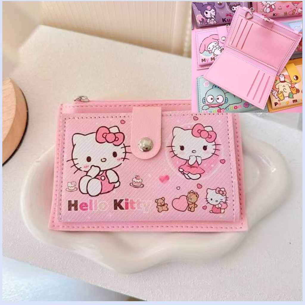 HelloKitty Sanrio Crianças Carteira Fofa Porta-cartões Carteira Bolsa de Moedas de Grande Capacidade