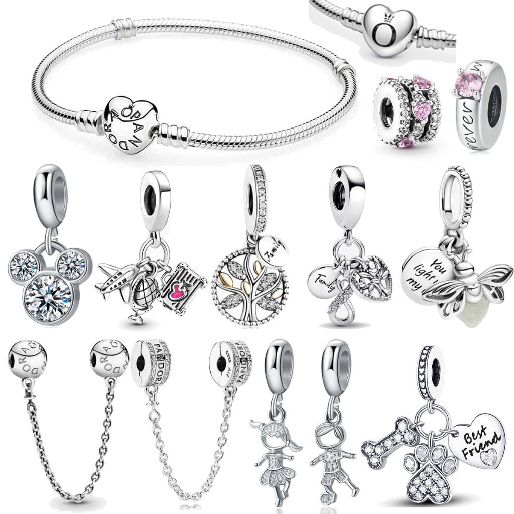 Pulseira Coração Prata 925 Berloque Encantos Pingente Inicial Pulseiras Jóias DIY Para Menina