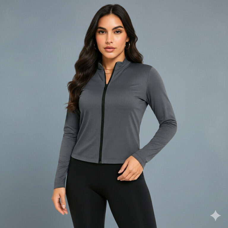 Casaco Feminino Dry Fit Slim com Zíper, Térmico,