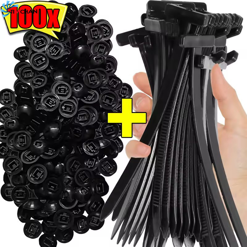 40/60/100Set Nylon Car Cable Tie Fivela Fixa-Fio De Clipes De Fixação De Carro Para Serviços Pesados