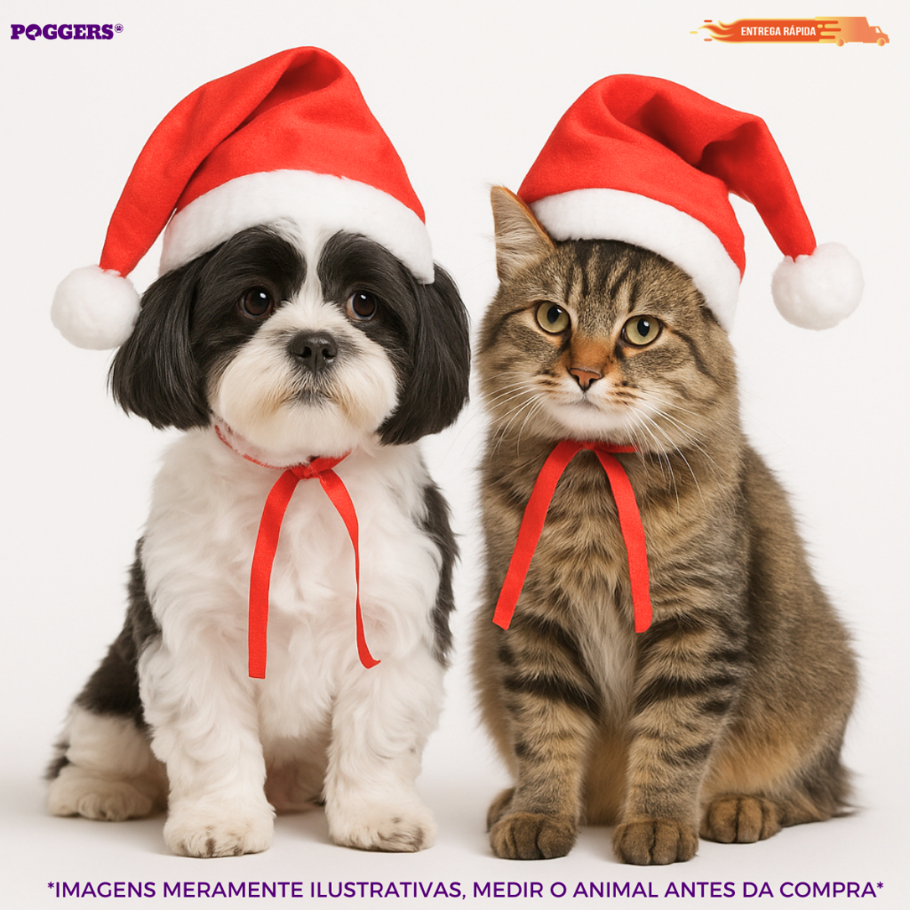 Kit 1-4 Gorro Chapéu Natal Natalino para Cachorro Gato Noel Fantasia