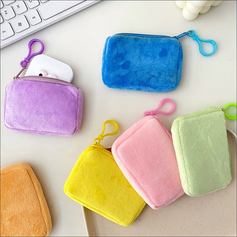 10/5/2 Pçs Bolsa De Moedas De Pelúcia Macaron Chaveiro Pendurado Saco Carteira Cartão Moeda Chave