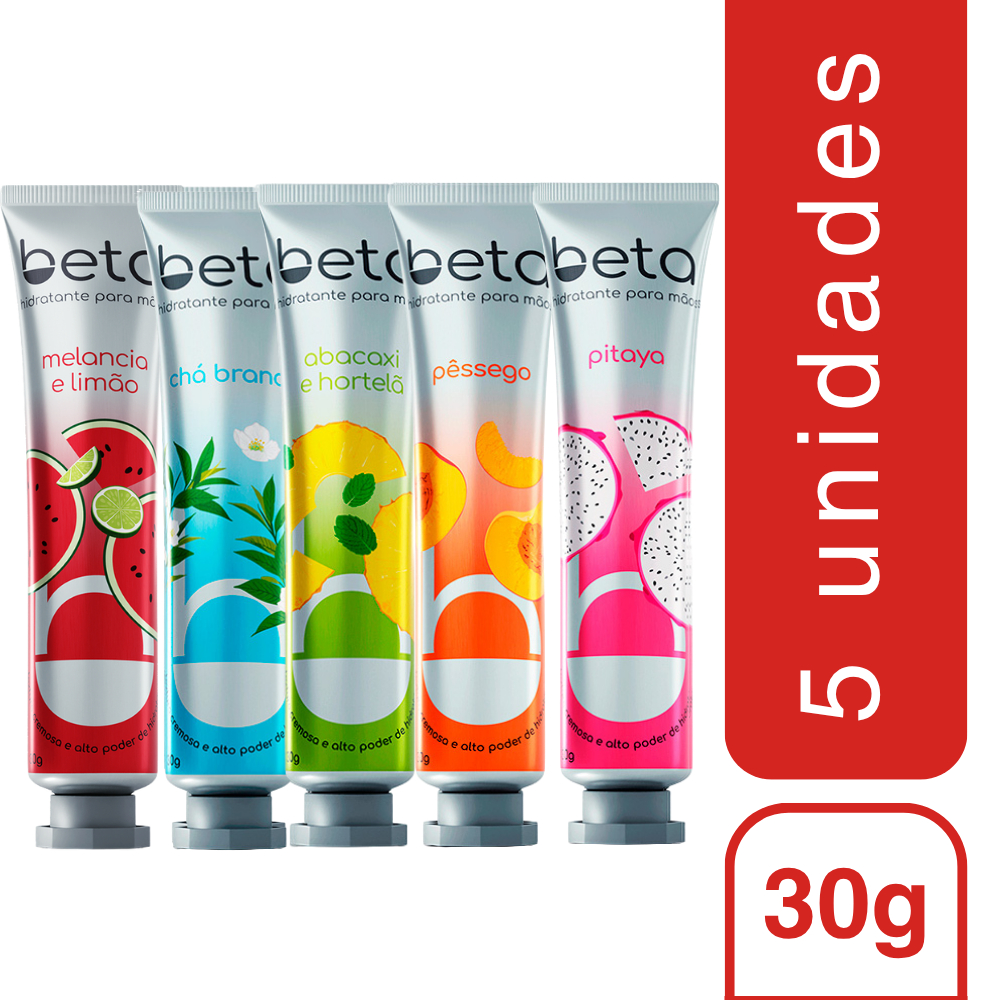 Kit 5 Cremes Hidratantes para Mãos Beta  Coleção Completa