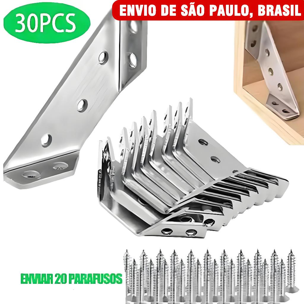 Kit 30 Conector Canto Aço Inoxidável Para Móveis Univers