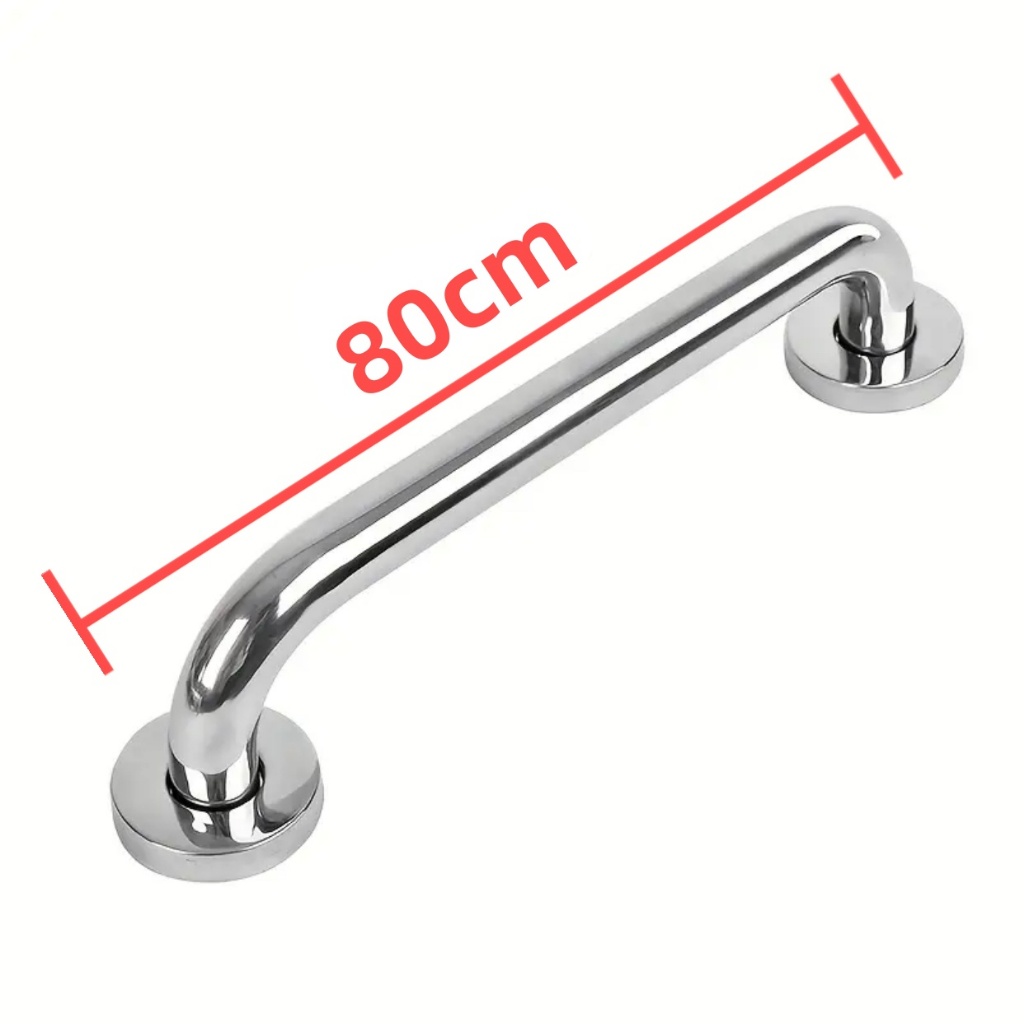 Alça de Apoio Inox Barra 60/80cm Acessibilidade Segurança Idoso Banheiro Box Parede Corrimao Suporte