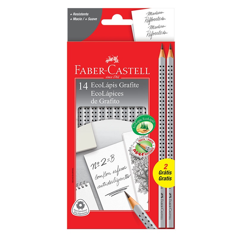 Lápis preto nr 2B – 2001B/F – caixa com 14 unidades – Faber-Castell