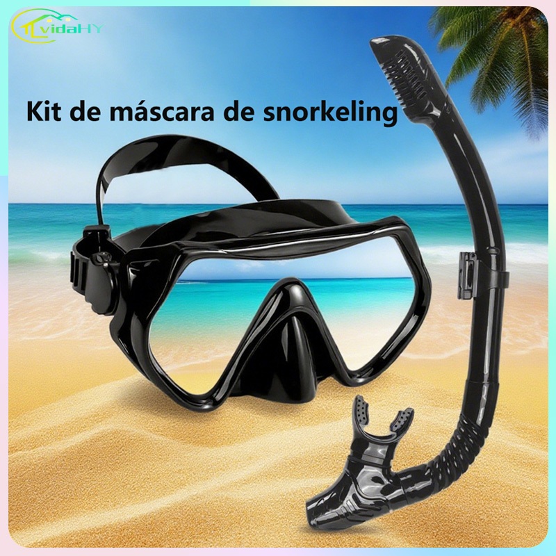 Máscara de mergulho antifumaça e kit de snorkeling, óculos de mergulho com gáspea de silicone para p