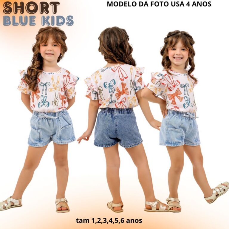 Short Jeans Menina Infantil Bebê Confortavel Com 